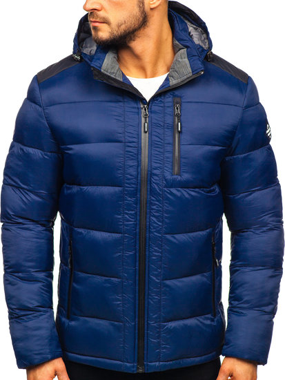 Men's Quilted Winter Sport Jacket Navy Blue Bolf AB98