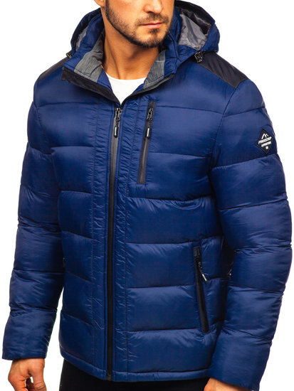 Men's Quilted Winter Sport Jacket Navy Blue Bolf AB98