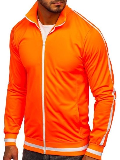 Men's Retro Style Zip Stand Up Sweatshirt Orange Bolf 2126