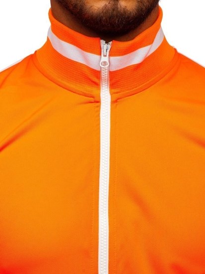 Men's Retro Style Zip Stand Up Sweatshirt Orange Bolf 2126