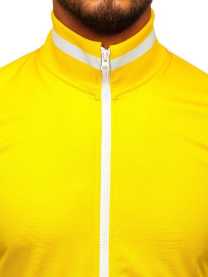 Men's Retro Style Zip Stand Up Sweatshirt Yellow Bolf 2126