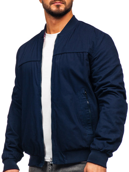 Men's Reversible Lightweight Bomber Jacket Navy Blue Bolf 84M3005