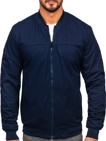 Men's Reversible Lightweight Bomber Jacket Navy Blue Bolf 84M3005