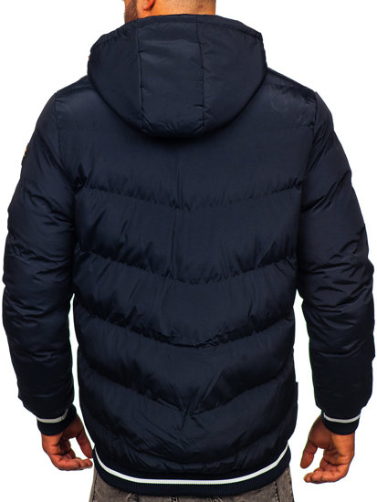 Men's Reversible Quilted Winter Jacket Navy Blue-Camel Bolf 7417