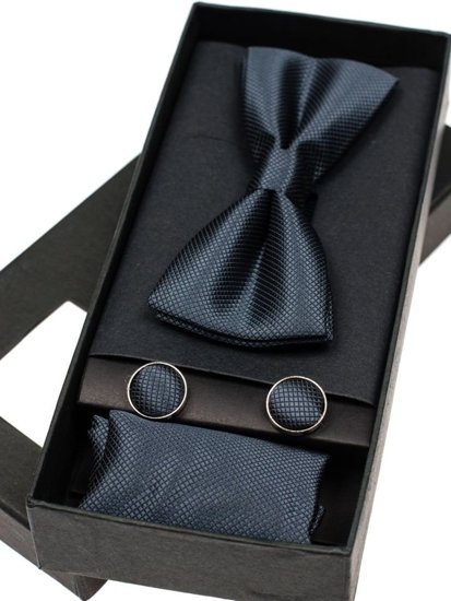 Men's Set Bow Tie, Cufflinks, Pocket Square Graphite Bolf MSP01