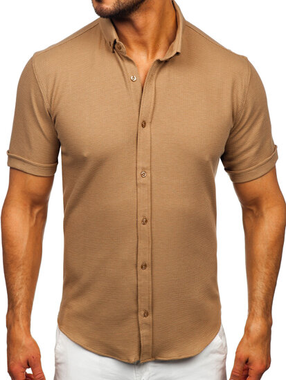 Men’s Short Sleeve Muslin Shirt Brown Bolf 2013