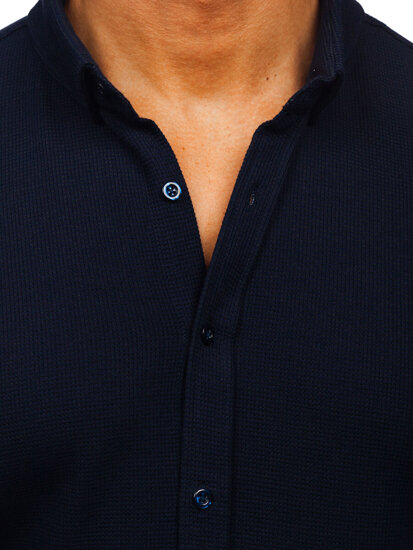 Men’s Short Sleeve Muslin Shirt Navy Blue Bolf 2013