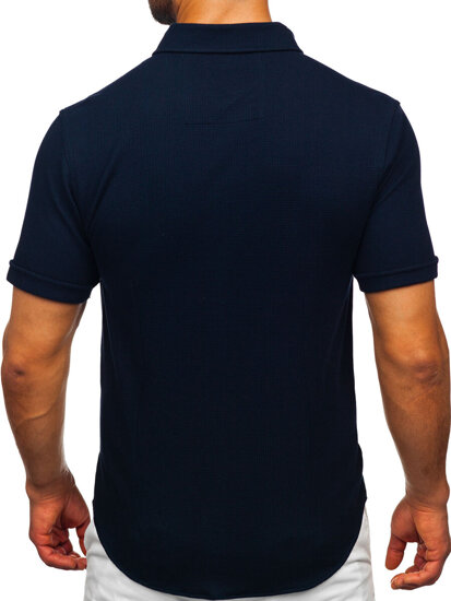 Men’s Short Sleeve Muslin Shirt Navy Blue Bolf 2013