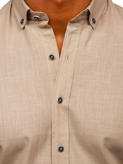 Men's Short Sleeve Shirt Beige Bolf 20501