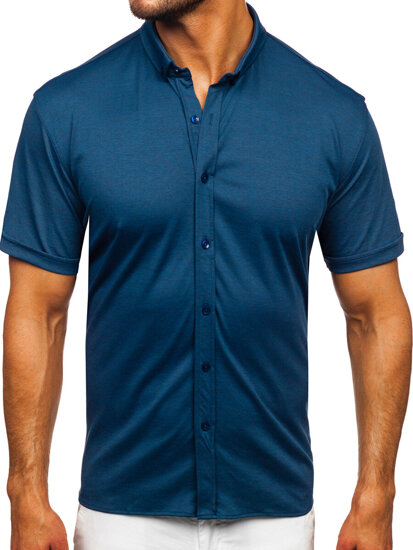 Men's Short Sleeve Shirt Navy Blue Bolf 2005