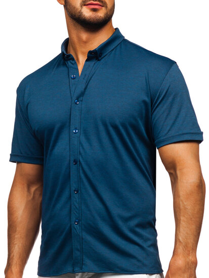 Men's Short Sleeve Shirt Navy Blue Bolf 2005