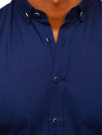 Men's Short Sleeve Shirt Navy Blue Bolf 20501