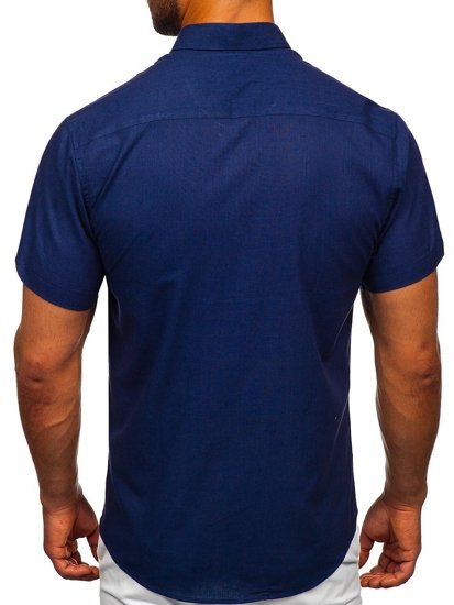 Men's Short Sleeve Shirt Navy Blue Bolf 20501