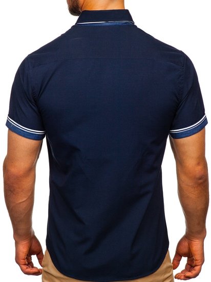 Men's Short Sleeve Shirt Navy Blue Bolf 2911-1