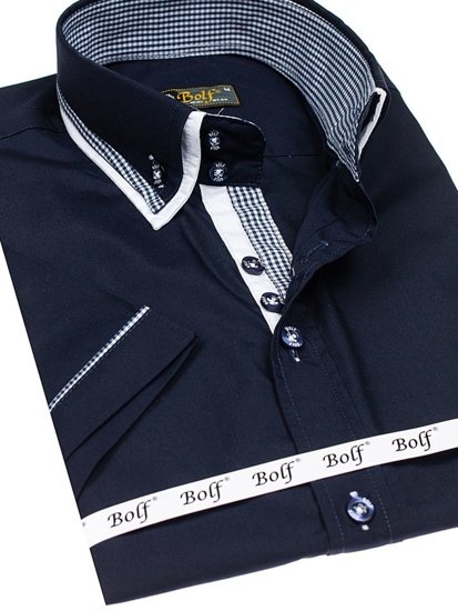 Men's Short Sleeve Shirt Navy Blue Bolf 3520