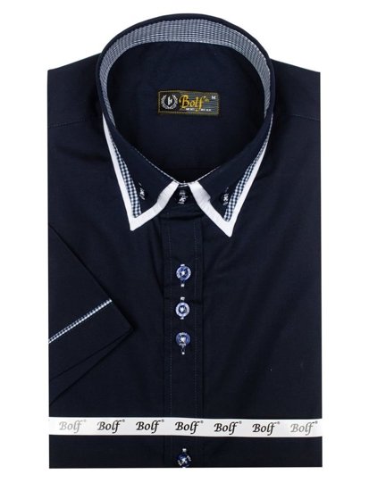 Men's Short Sleeve Shirt Navy Blue Bolf 3520