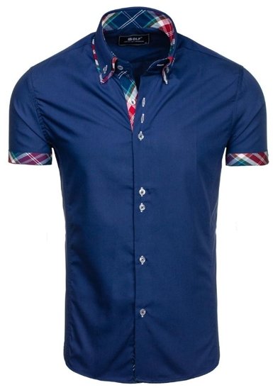 Men's Short Sleeve Shirt Navy Blue Bolf 6540