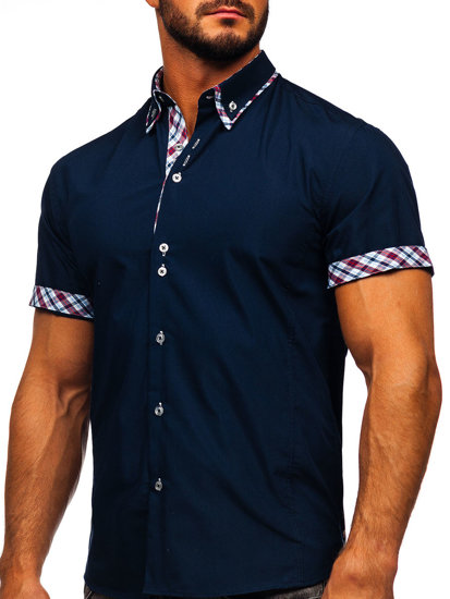 Men's Short Sleeve Shirt Navy Blue Bolf 6540