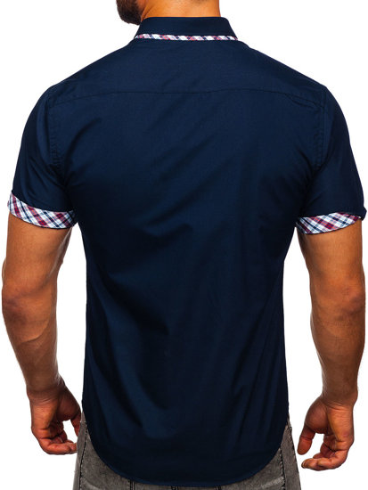 Men's Short Sleeve Shirt Navy Blue Bolf 6540