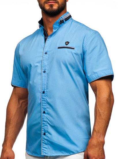 Men's Short Sleeve Shirt Sky Blue Bolf 19617