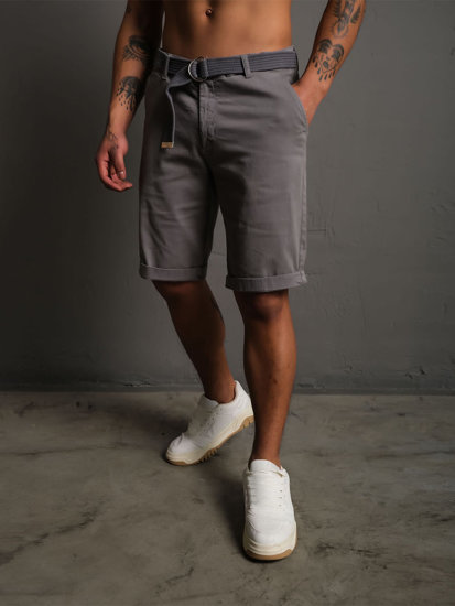 Men's Shorts with Belt Grey Bolf 0010