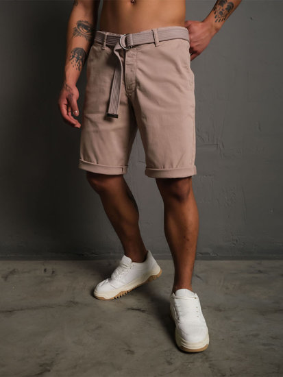 Men's Shorts with Belt Light Brown Bolf 0010