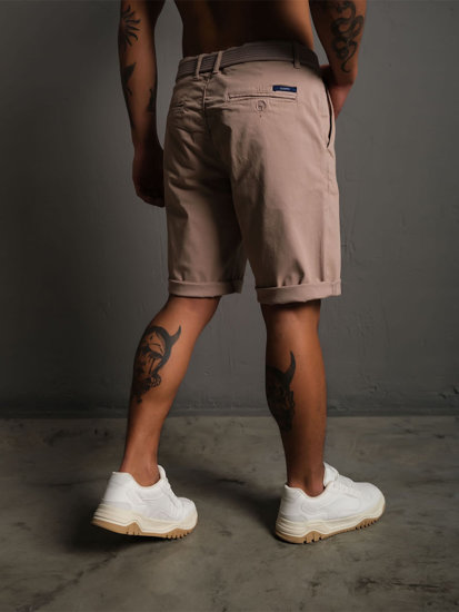 Men's Shorts with Belt Light Brown Bolf 0010