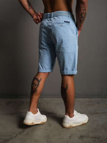 Men's Shorts with Belt Sky Blue Bolf 0010