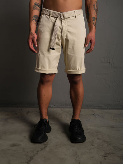 Men’s Shorts with belt Ecru Bolf 0010