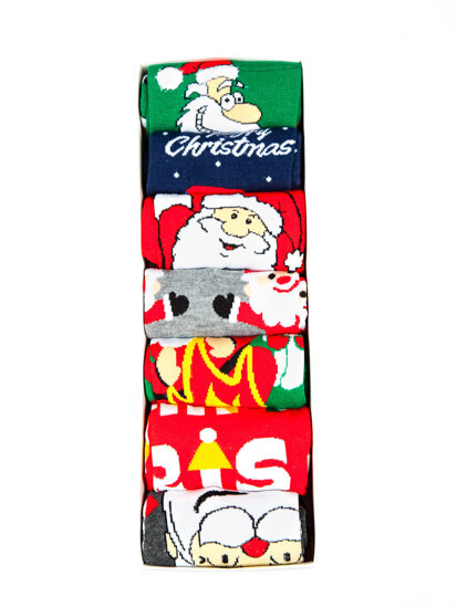 Men's Socks X-mas Theme Multicolour-2 Bolf M898-7P-1  7 PACK