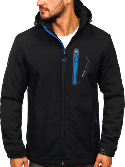 Men’s Softshell Jacket Black-Blue Bolf BK017