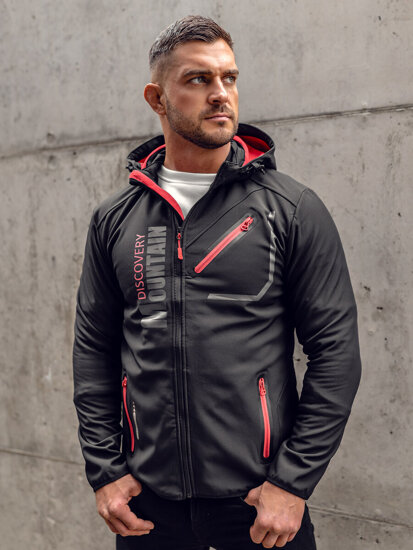 Men's Softshell Jacket Black-Red Bolf HH023A