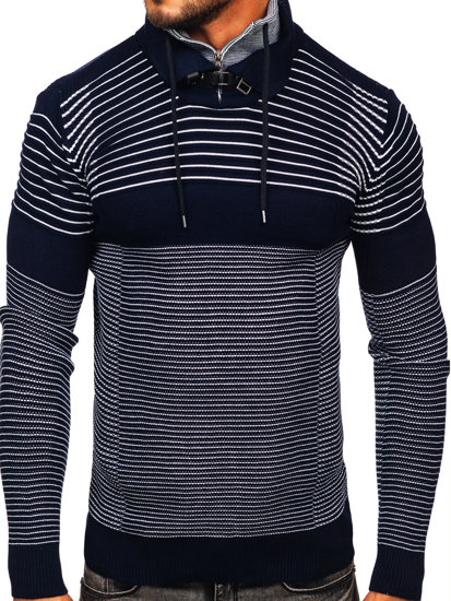 Men's Stand Up Sweater Navy Blue Bolf 1038