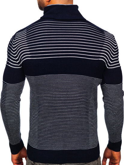 Men's Stand Up Sweater Navy Blue Bolf 1038