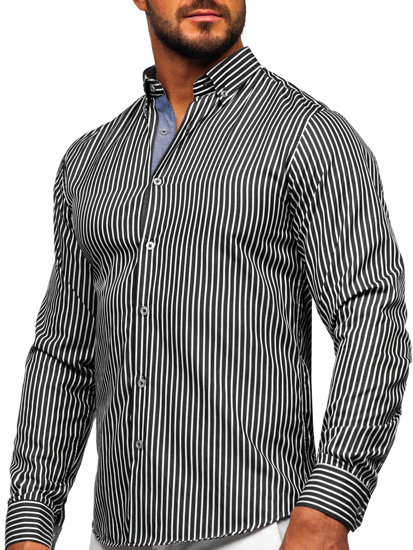 Men's Striped Long Sleeve Shirt Black Bolf 22730