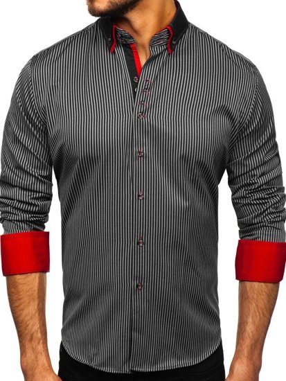 Men's Striped Long Sleeve Shirt Black Bolf 2751