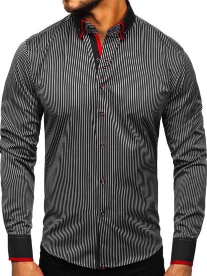 Men's Striped Long Sleeve Shirt Black Bolf 2751