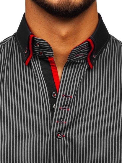 Men's Striped Long Sleeve Shirt Black Bolf 2751