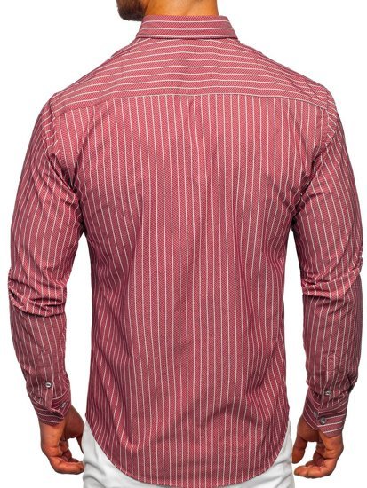 Men's Striped Long Sleeve Shirt Claret Bolf 20731-1