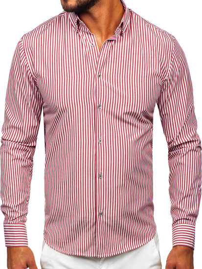 Men's Striped Long Sleeve Shirt Claret Bolf 22731