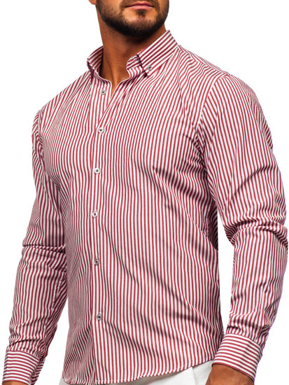 Men's Striped Long Sleeve Shirt Claret Bolf 22731