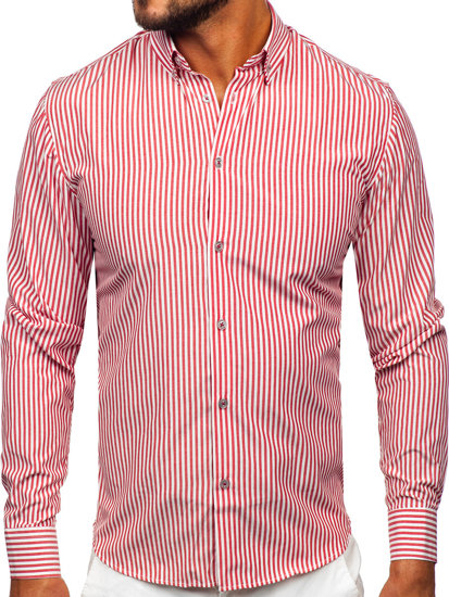 Men's Striped Long Sleeve Shirt Coral Bolf 22731