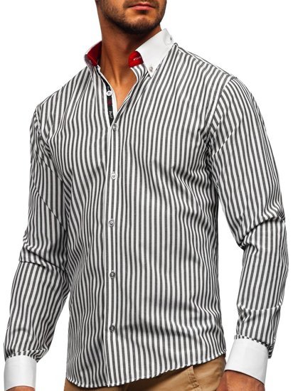 Men's Striped Long Sleeve Shirt Graphite Bolf 20727