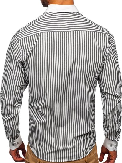 Men's Striped Long Sleeve Shirt Graphite Bolf 20727