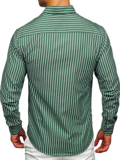 Men's Striped Long Sleeve Shirt Green Bolf 20731