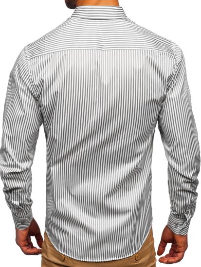 Men's Striped Long Sleeve Shirt Grey Bolf 20726