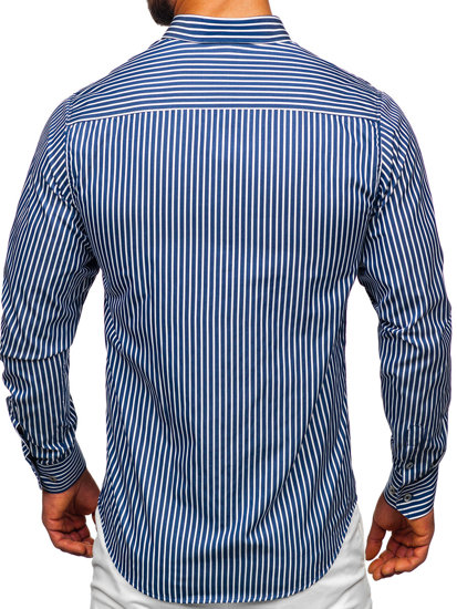 Men's Striped Long Sleeve Shirt Navy blue Bolf Bolf 22730