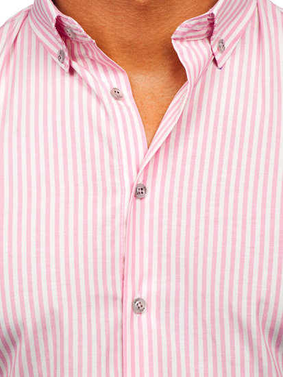 Men's Striped Long Sleeve Shirt Pink Bolf 22731