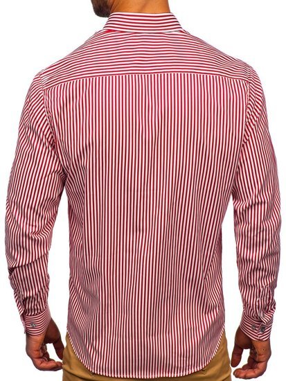 Men's Striped Long Sleeve Shirt Red Bolf 20726