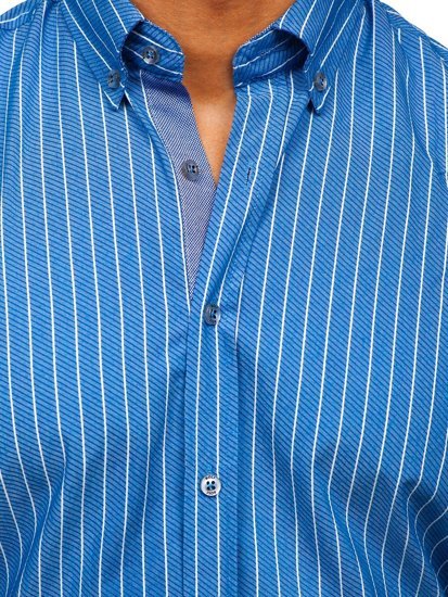 Men's Striped Long Sleeve Shirt Sky Blue Bolf 20731-1